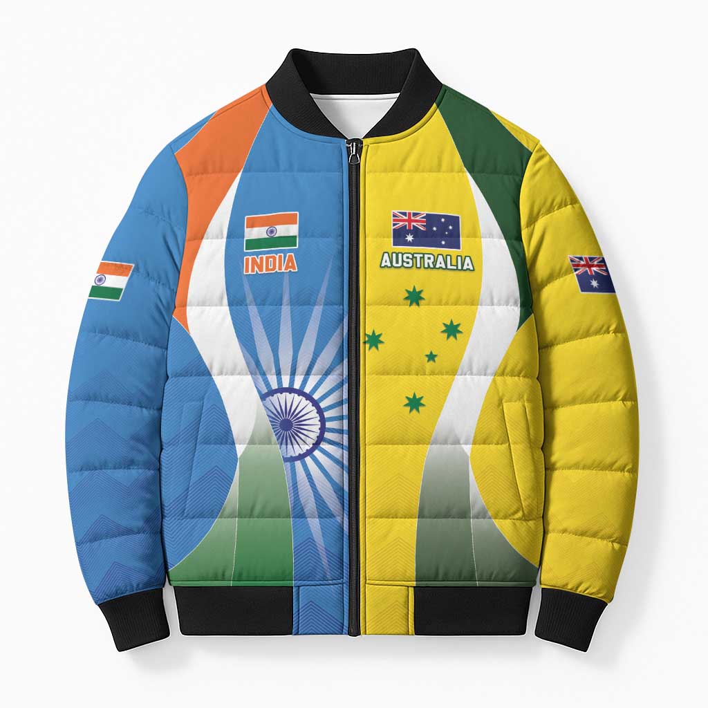 Custom India Vs Australia Cricket Bomber Puffer Jacket Final Matchup - Wonder Print Shop