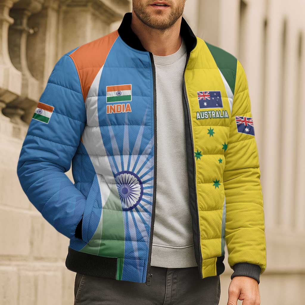 Custom India Vs Australia Cricket Bomber Puffer Jacket Final Matchup - Wonder Print Shop