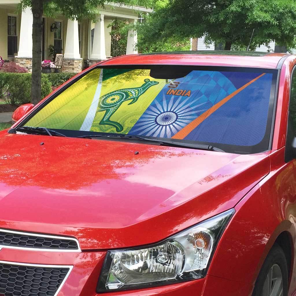 Australia And India Cricket Auto Sun Shade Ashoka Chakra With Aboriginal - Wonder Print Shop