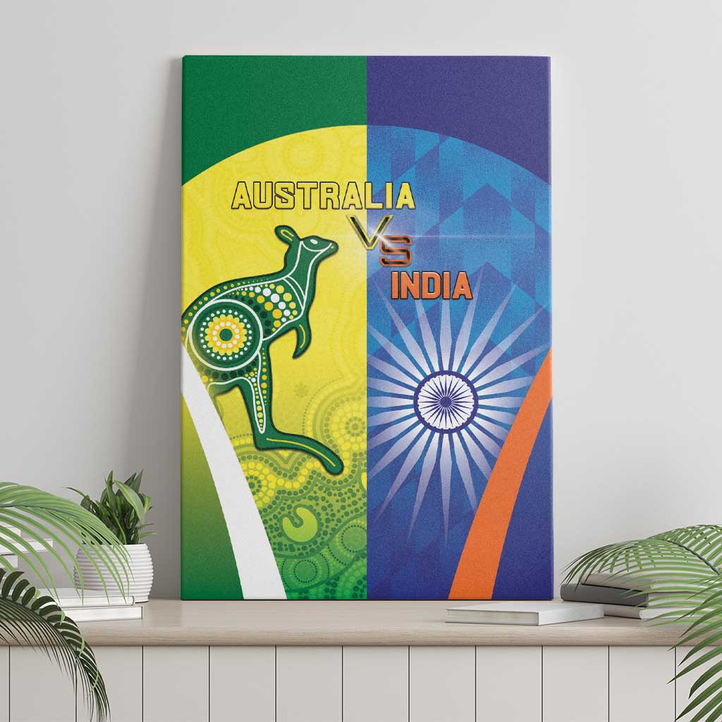 Australia And India Cricket Canvas Wall Art Ashoka Chakra With Aboriginal - Wonder Print Shop
