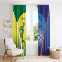Australia And India Cricket Window Curtain Ashoka Chakra With Aboriginal - Wonder Print Shop
