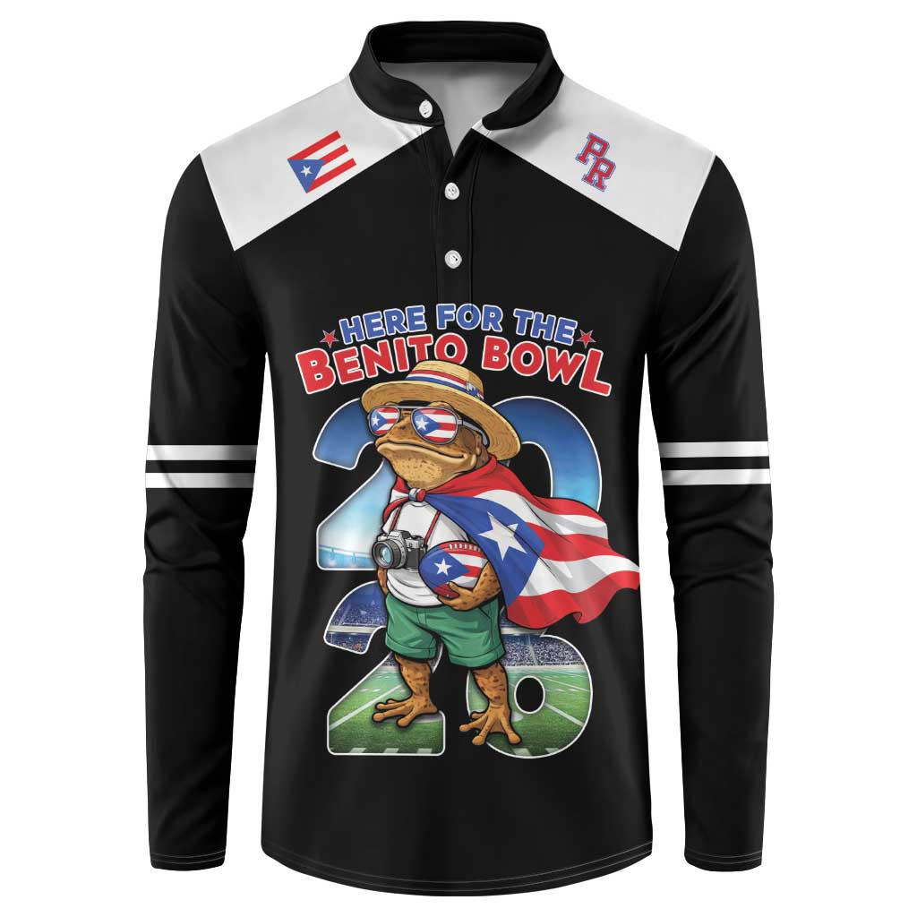 Custom Puerto Rico Coqui Frog Button Sweatshirt Here For The Benito Bowl