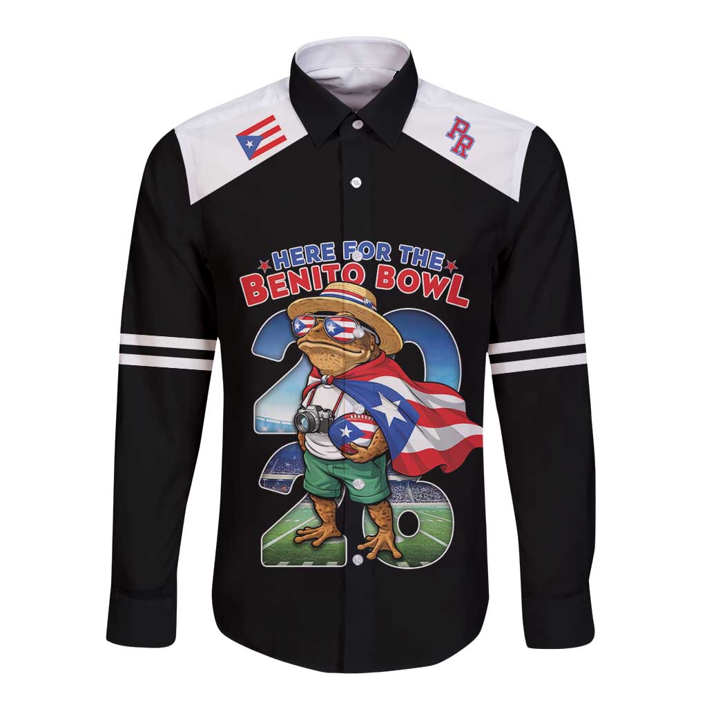 Custom Puerto Rico Coqui Frog Long Sleeve Button Shirt Here For The Benito Bowl
