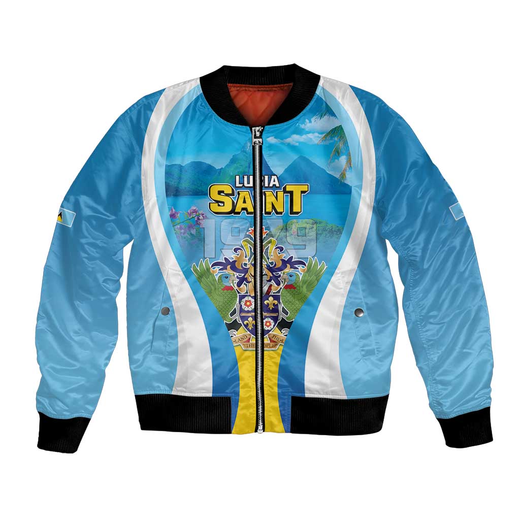 Personalized Saint Lucia 1979 Bomber Jacket Happy Independence Day