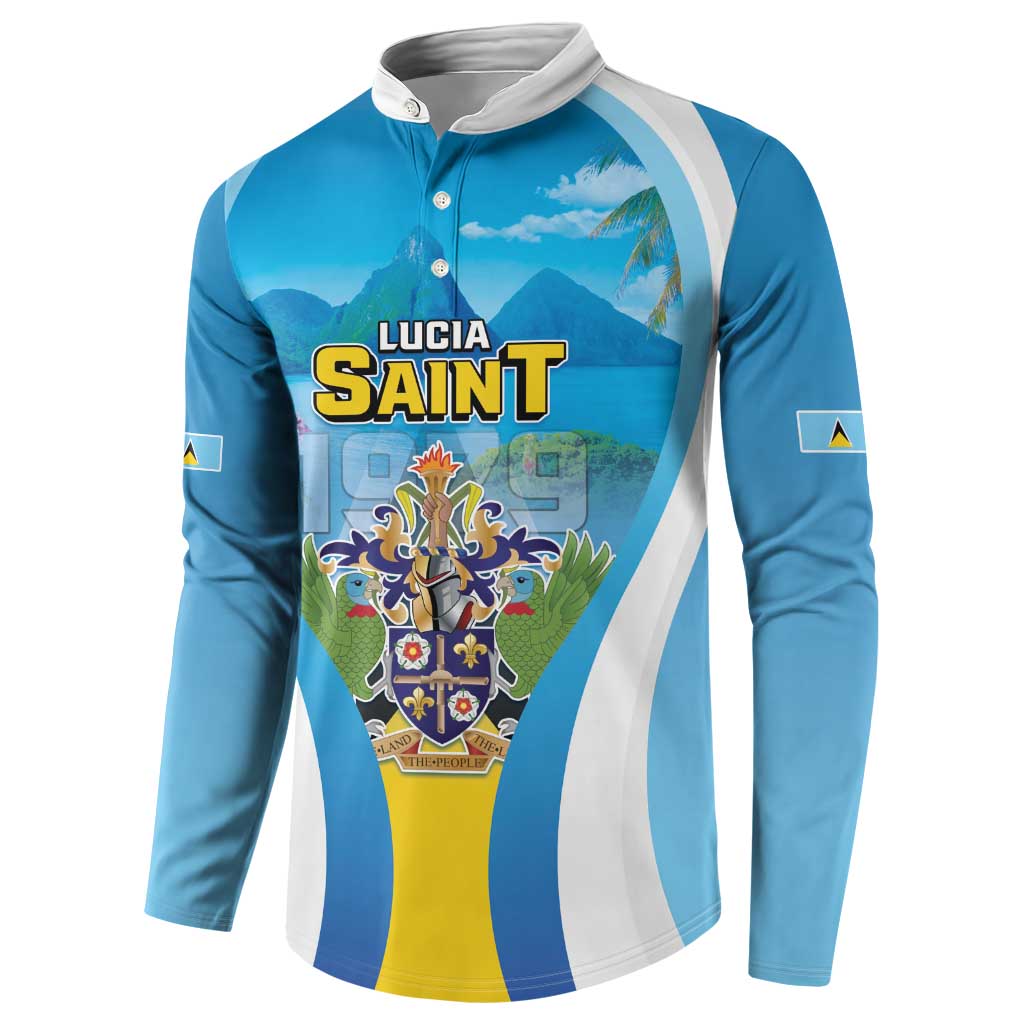 Personalized Saint Lucia 1979 Button Sweatshirt Happy Independence Day
