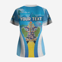 Personalized Saint Lucia 1979 Scrub Top Happy Independence Day