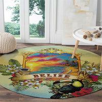 Belize Toucan Round Carpet Belizean Pride Retro Style