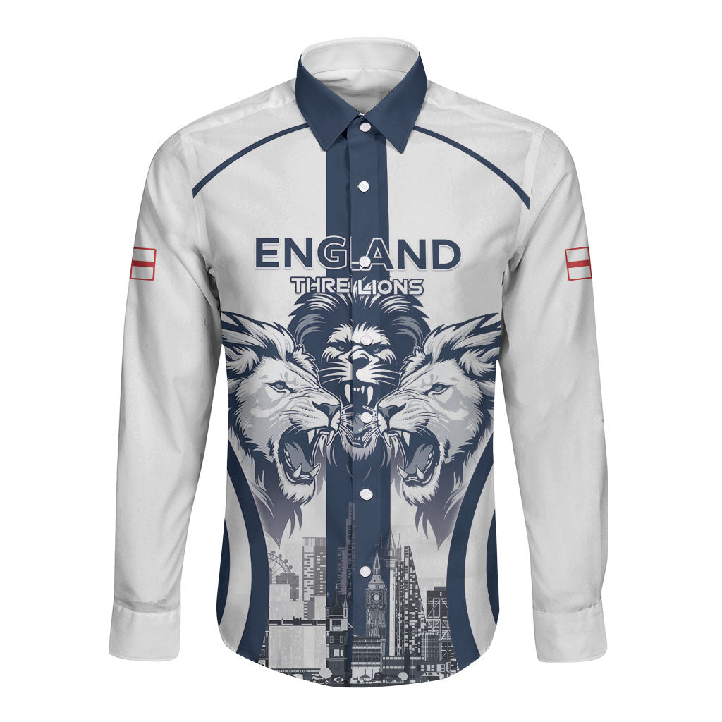 Custom England Football 2026 Long Sleeve Button Shirt Three Lions Special Style