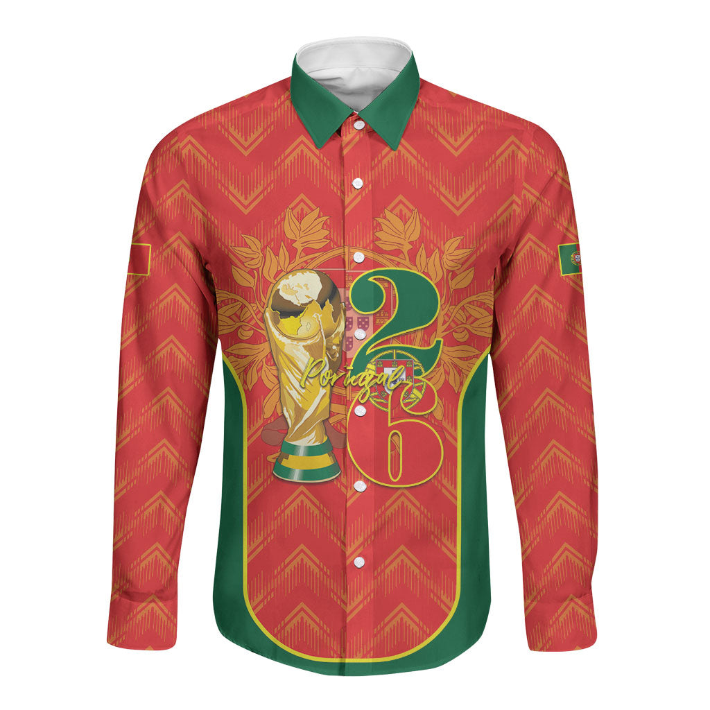 Custom Portugal Football 2026 Long Sleeve Button Shirt Road To Glory