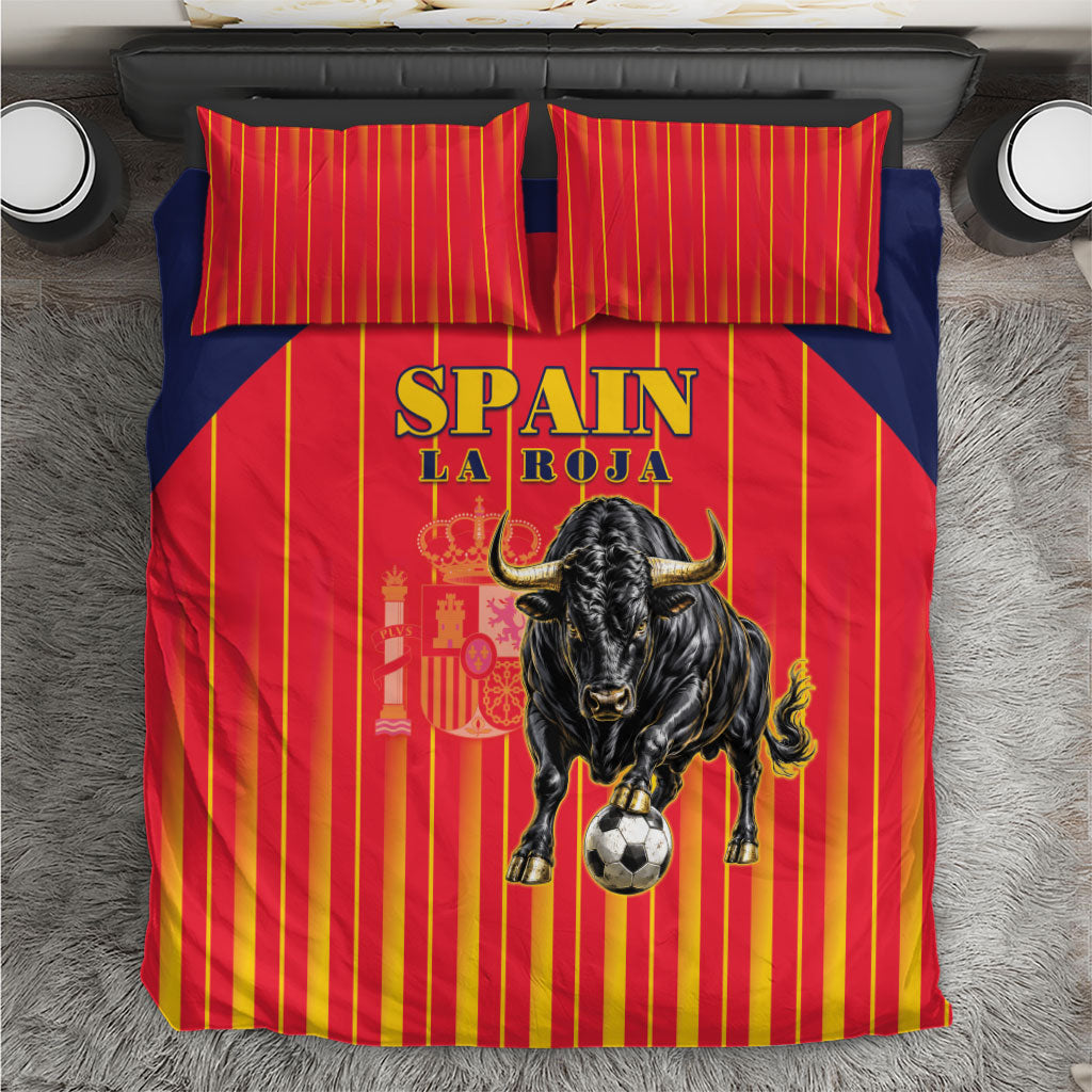 Spain Football 2026 Bedding Set La Roja Brave Bull Striped Style