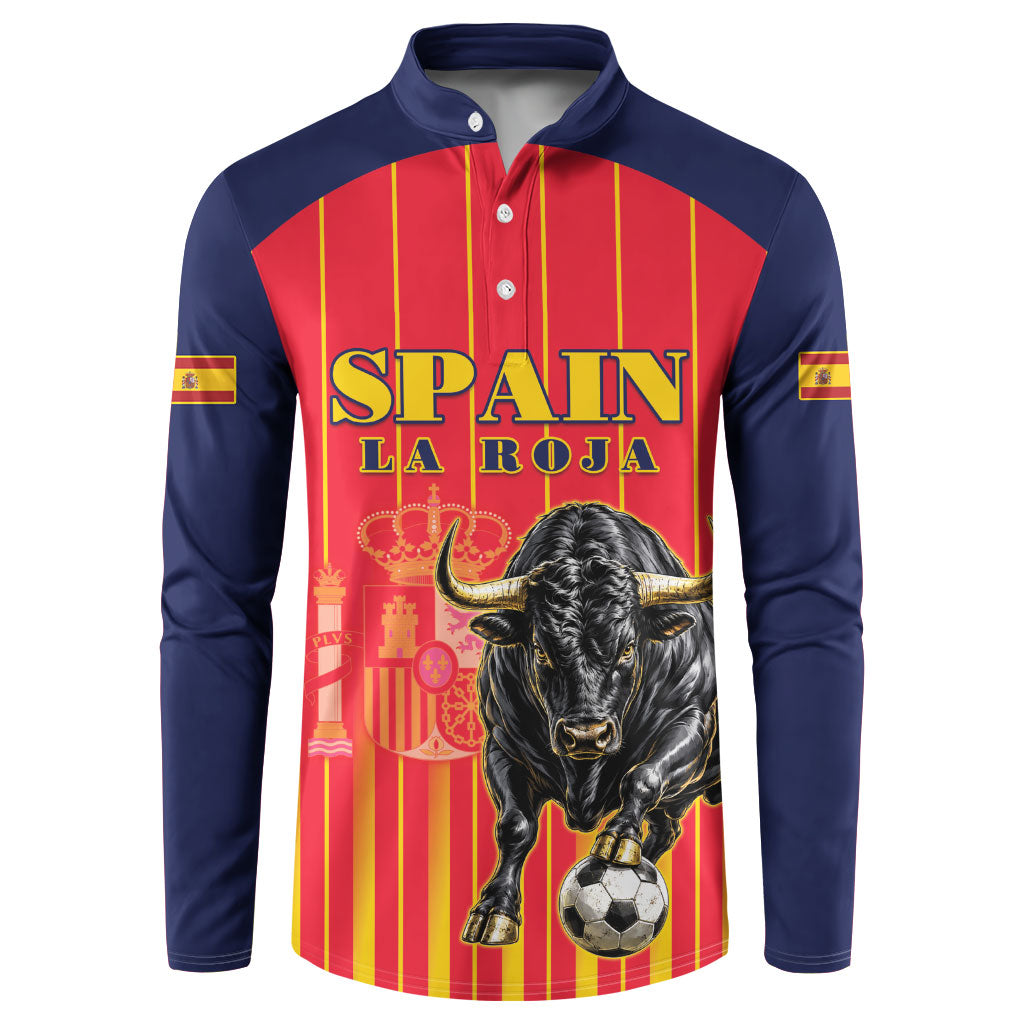 Custom Spain Football 2026 Button Sweatshirt La Roja Brave Bull Striped Style