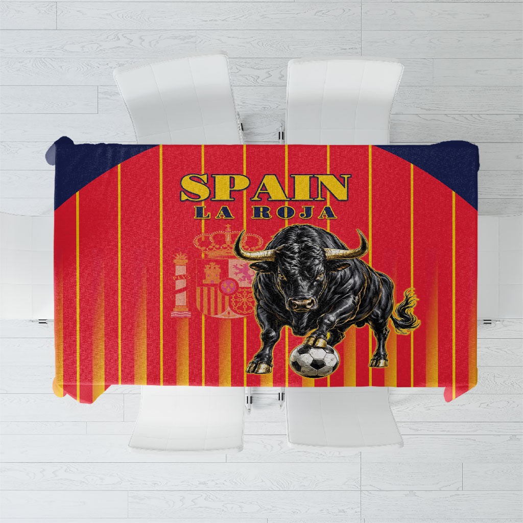 Spain Football 2026 Tablecloth La Roja Brave Bull Striped Style