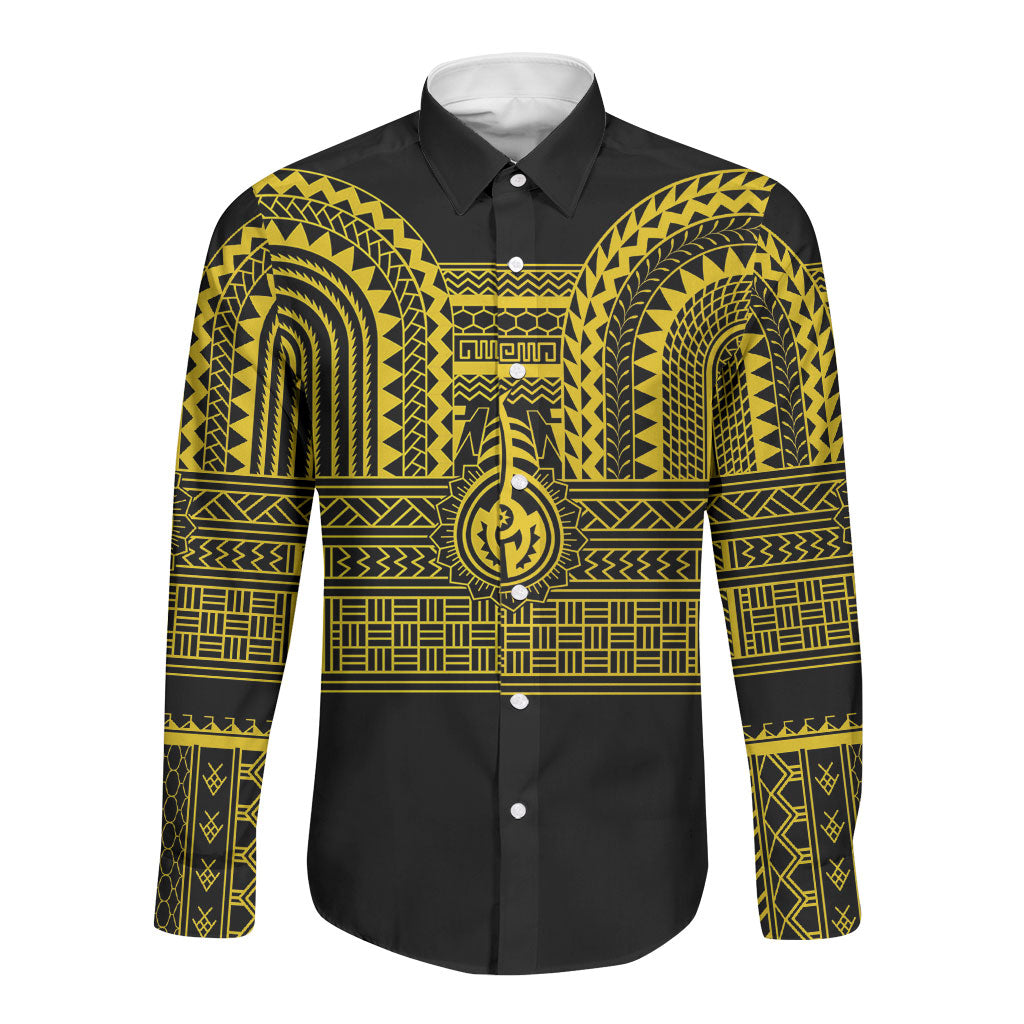 Philippines Filipinos Long Sleeve Button Shirt Igorot Tribal Pattern Black
