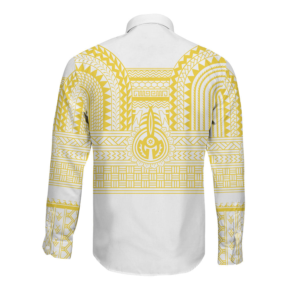 Philippines Filipinos Long Sleeve Button Shirt Igorot Tribal Pattern White