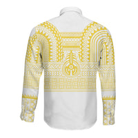 Philippines Filipinos Long Sleeve Button Shirt Igorot Tribal Pattern White