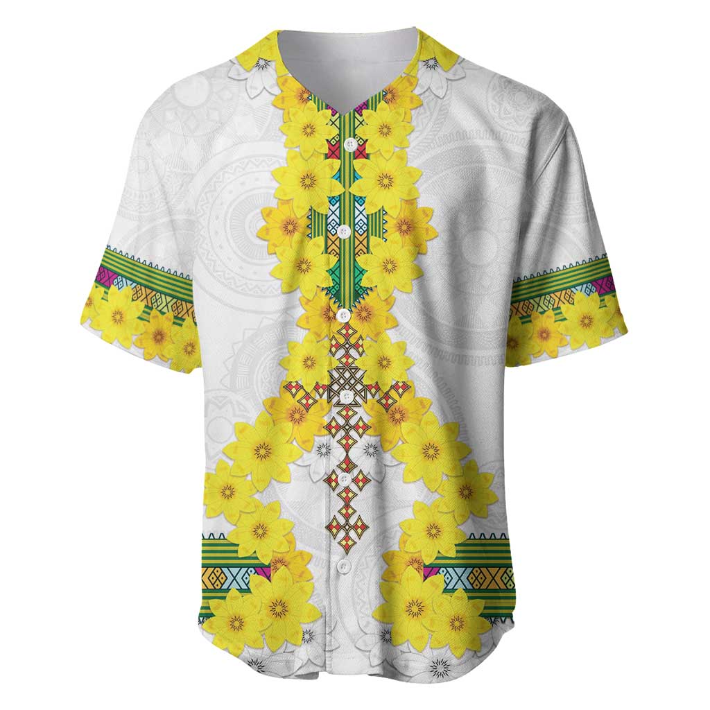 Enkutatash Ethiopia New Year Baseball Jersey Tilet Pattern With Adey Abeba Flowers LT05 - Wonder Print Shop