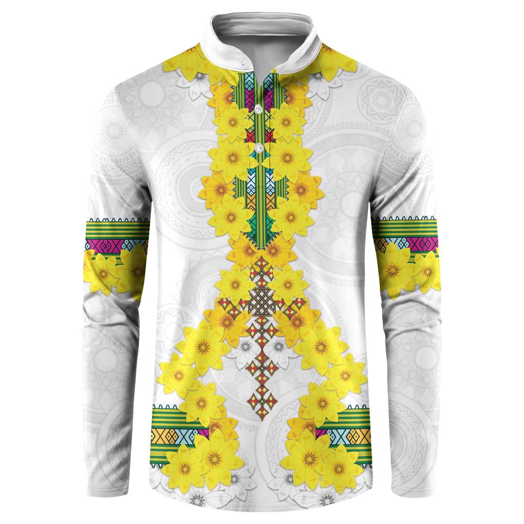 Enkutatash Ethiopia New Year Button Sweatshirt Tilet Pattern With Adey Abeba Flowers LT05 - Wonder Print Shop