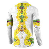 Button sweatshirt with yellow floral and geometric back print
