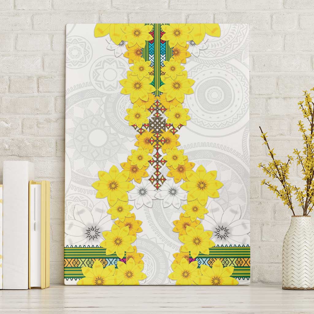 Enkutatash Ethiopia New Year Canvas Wall Art Tilet Pattern With Adey Abeba Flowers LT05 - Wonder Print Shop