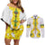 Enkutatash Ethiopia New Year Couples Matching Off Shoulder Short Dress and Long Sleeve Button Shirt Tilet Pattern With Adey Abeba Flowers