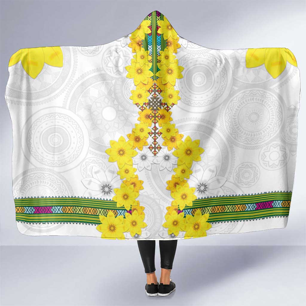 Enkutatash Ethiopia New Year Hooded Blanket Tilet Pattern With Adey Abeba Flowers