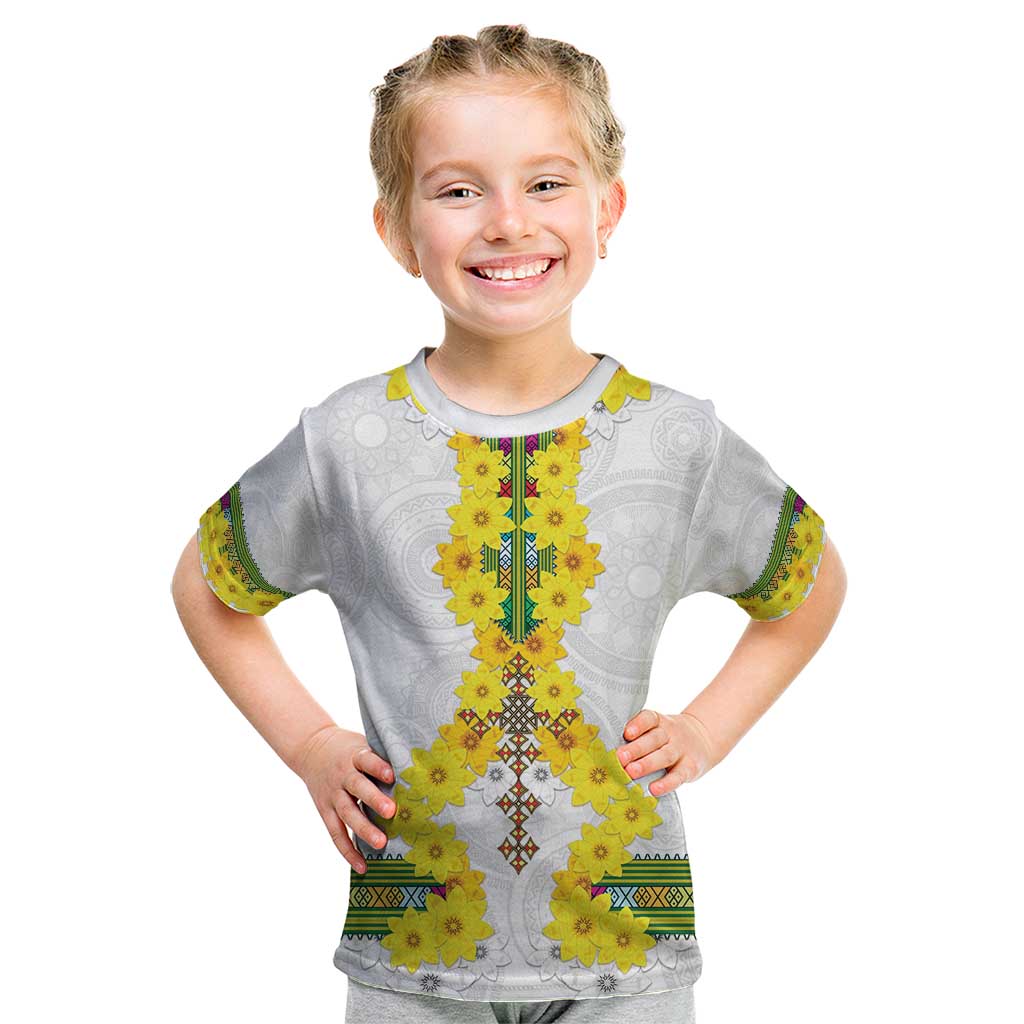 Enkutatash Ethiopia New Year Kid T Shirt Tilet Pattern With Adey Abeba Flowers LT05 - Wonder Print Shop