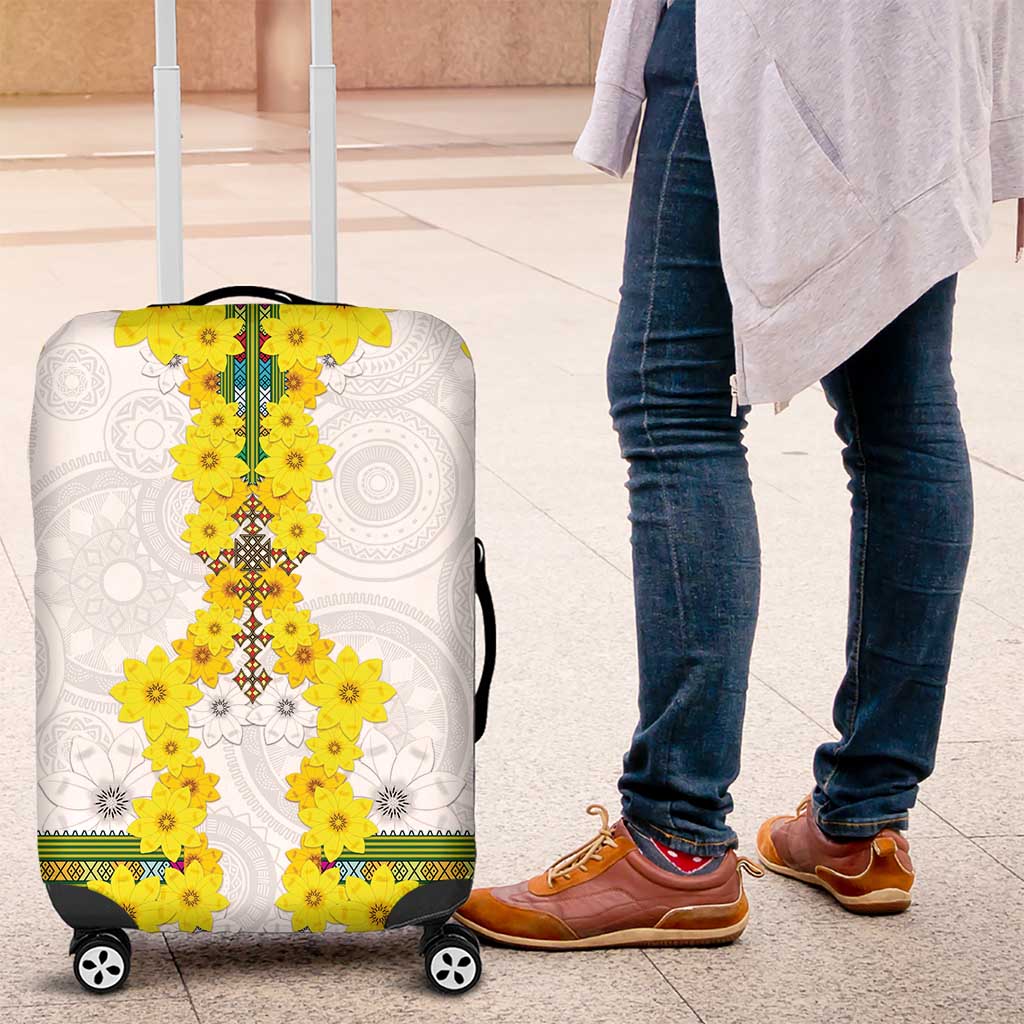 Enkutatash Ethiopia New Year Luggage Cover Tilet Pattern With Adey Abeba Flowers LT05 - Wonder Print Shop