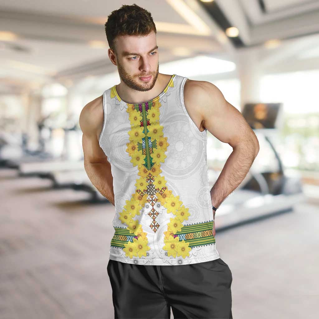 Enkutatash Ethiopia New Year Men Tank Top Tilet Pattern With Adey Abeba Flowers LT05 - Wonder Print Shop