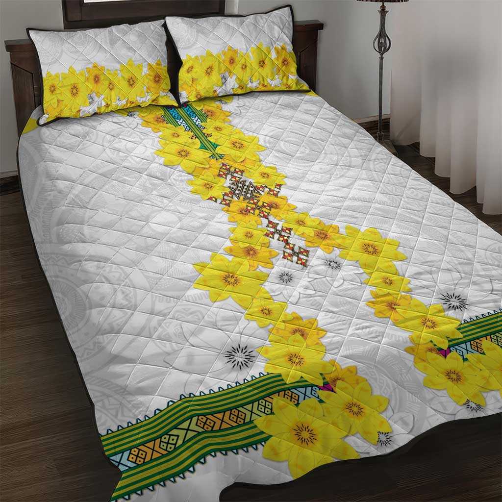 Enkutatash Ethiopia New Year Quilt Bed Set Tilet Pattern With Adey Abeba Flowers