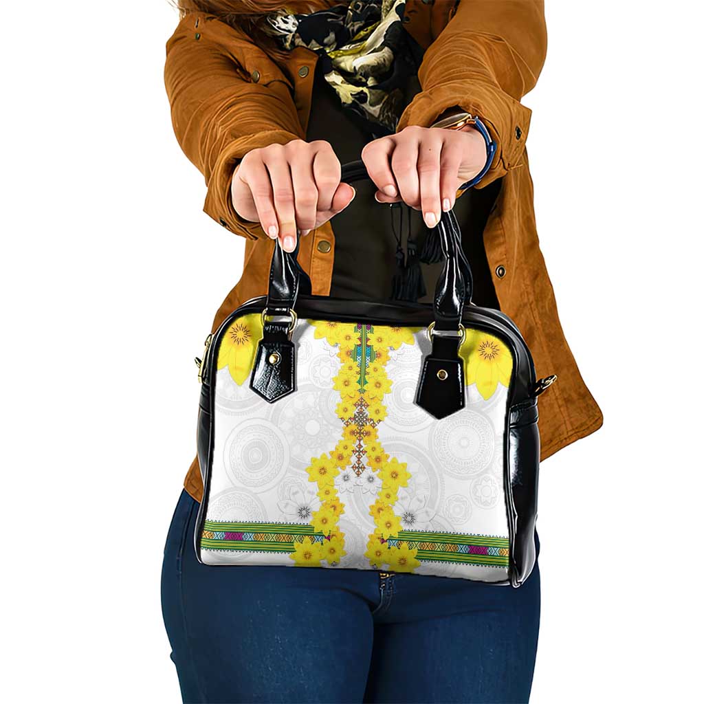 Enkutatash Ethiopia New Year Shoulder Handbag Tilet Pattern With Adey Abeba Flowers