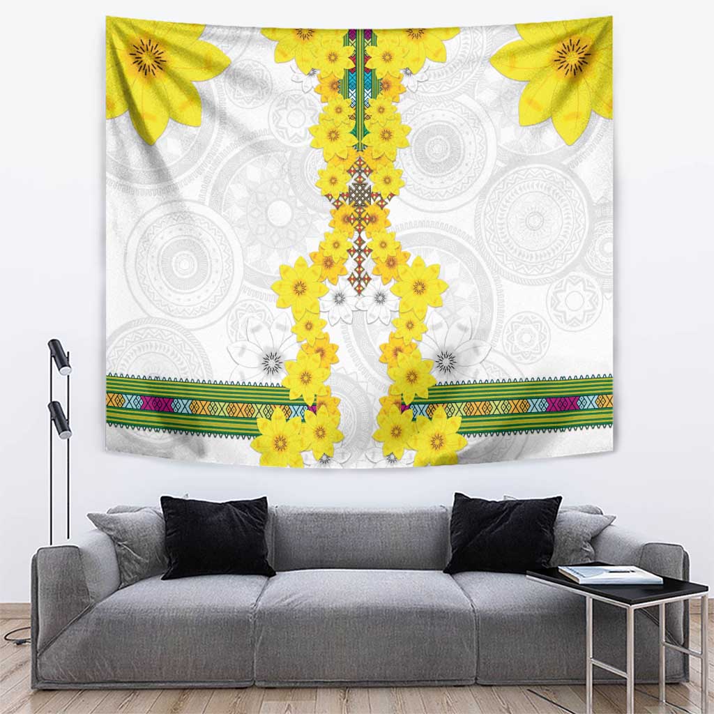 Enkutatash Ethiopia New Year Tapestry Tilet Pattern With Adey Abeba Flowers