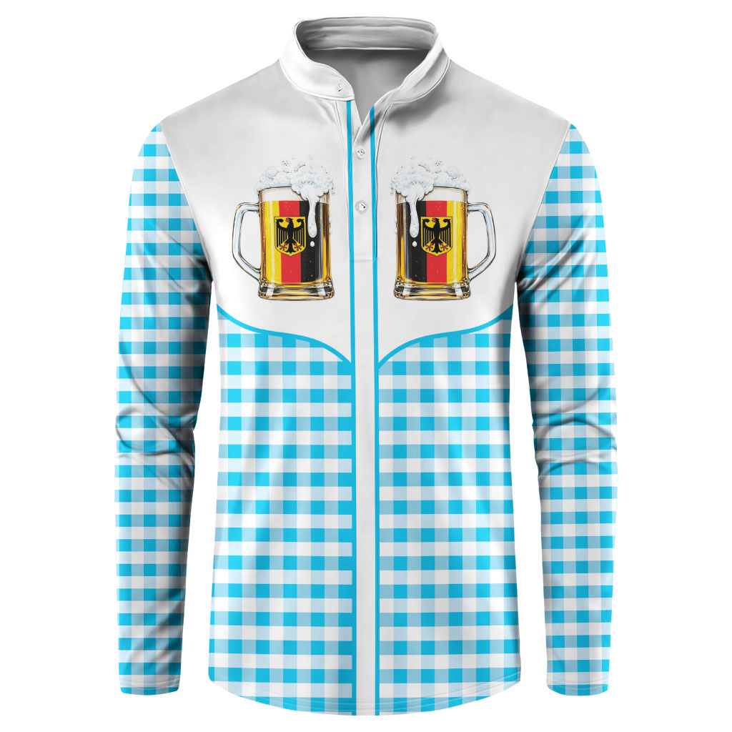 Oktoberfest German Beer Festival Button Sweatshirt Country Cowboy Style