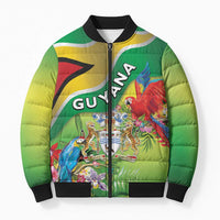 Guyana Republic Day Bomber Puffer Jacket Happy Mashramani Flag Style