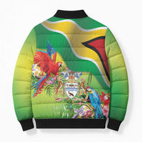 Guyana Republic Day Bomber Puffer Jacket Happy Mashramani Flag Style
