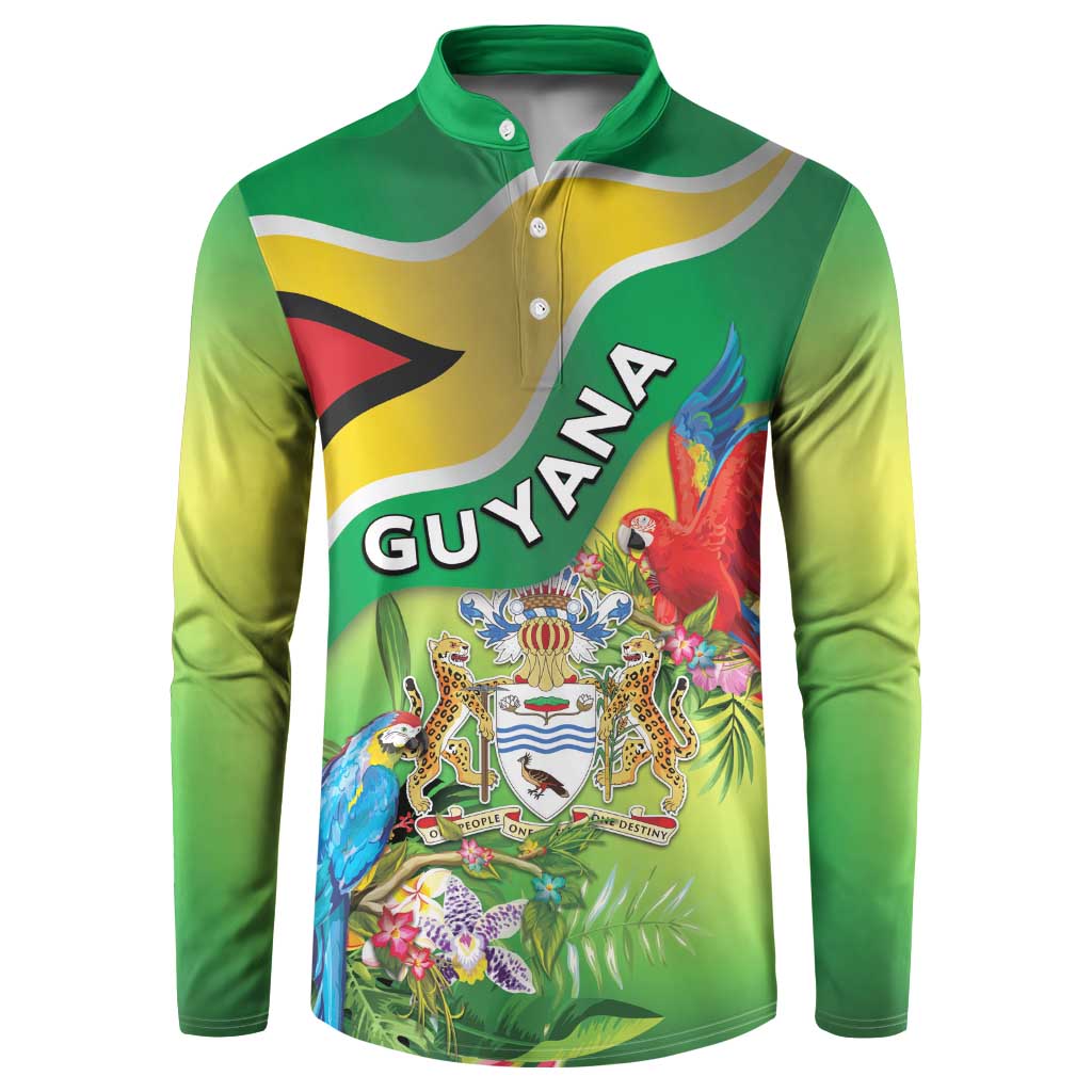Guyana Republic Day Button Sweatshirt Happy Mashramani Flag Style