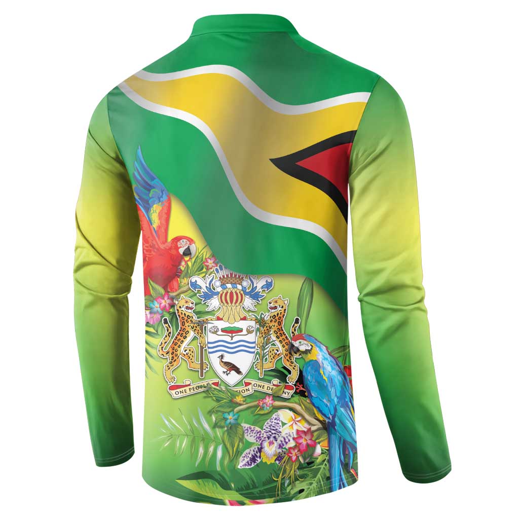 Guyana Republic Day Button Sweatshirt Happy Mashramani Flag Style