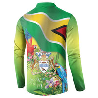 Guyana Republic Day Button Sweatshirt Happy Mashramani Flag Style