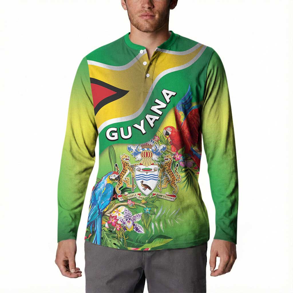 Guyana Republic Day Button Sweatshirt Happy Mashramani Flag Style