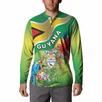 Guyana Republic Day Button Sweatshirt Happy Mashramani Flag Style