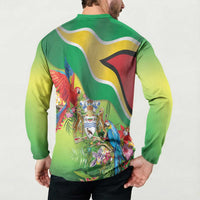 Guyana Republic Day Button Sweatshirt Happy Mashramani Flag Style