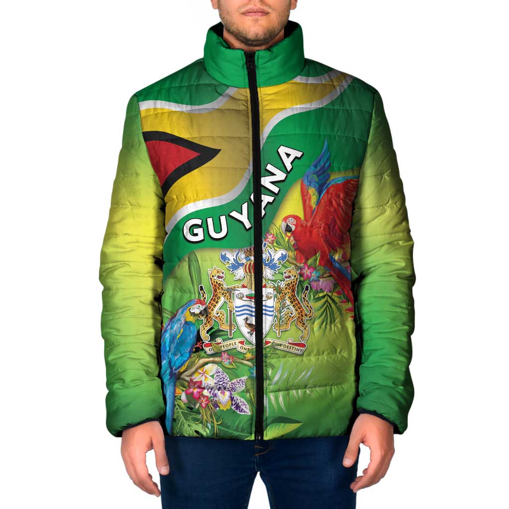 Guyana Republic Day Padded Jacket Happy Mashramani Flag Style