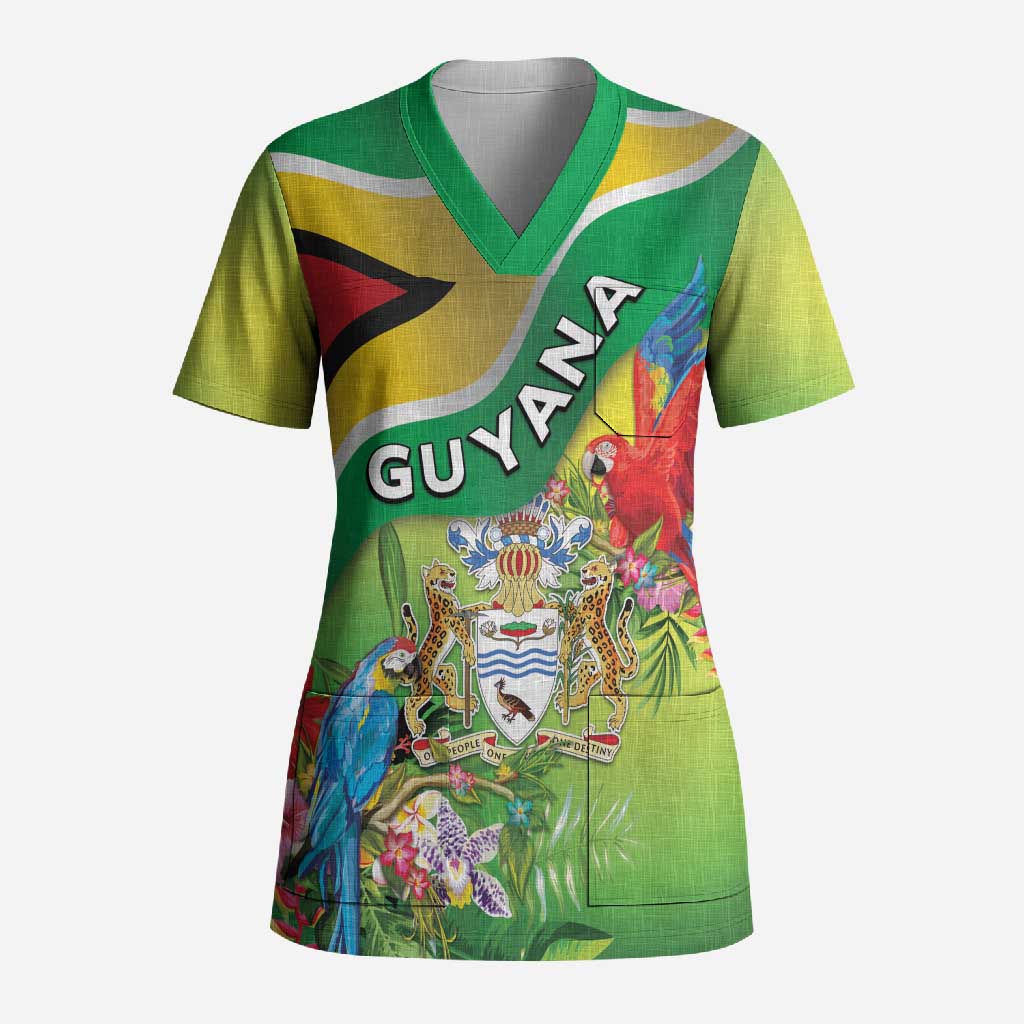 Guyana Republic Day Scrub Top Happy Mashramani Flag Style