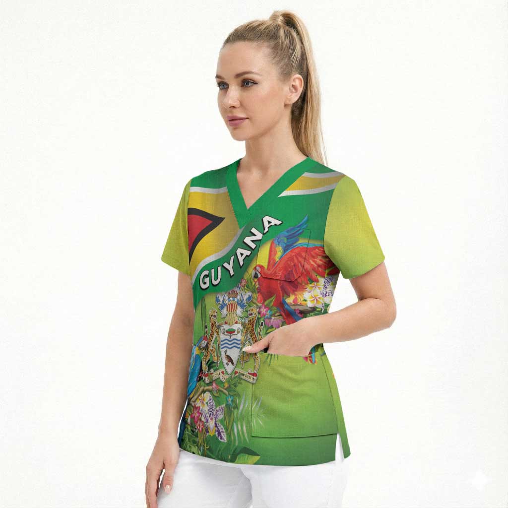 Guyana Republic Day Scrub Top Happy Mashramani Flag Style