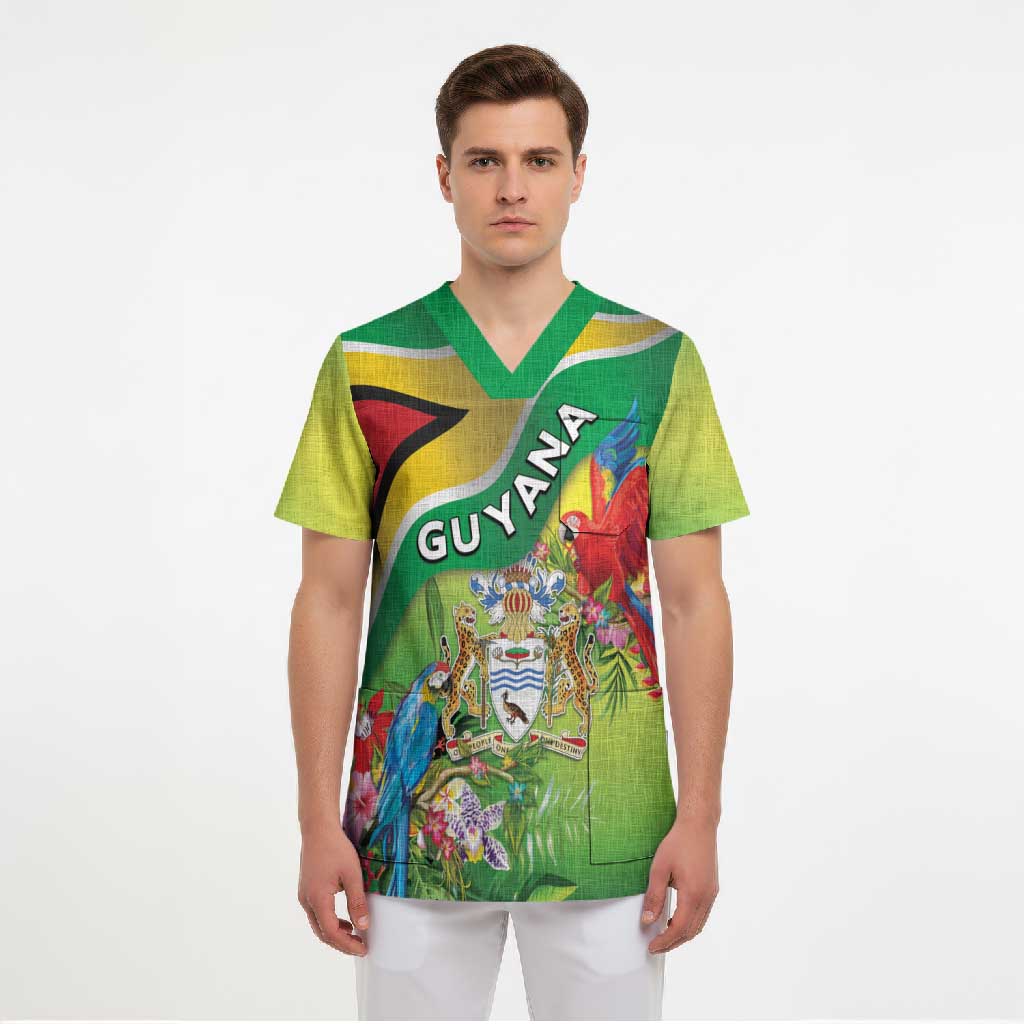 Guyana Republic Day Scrub Top Happy Mashramani Flag Style