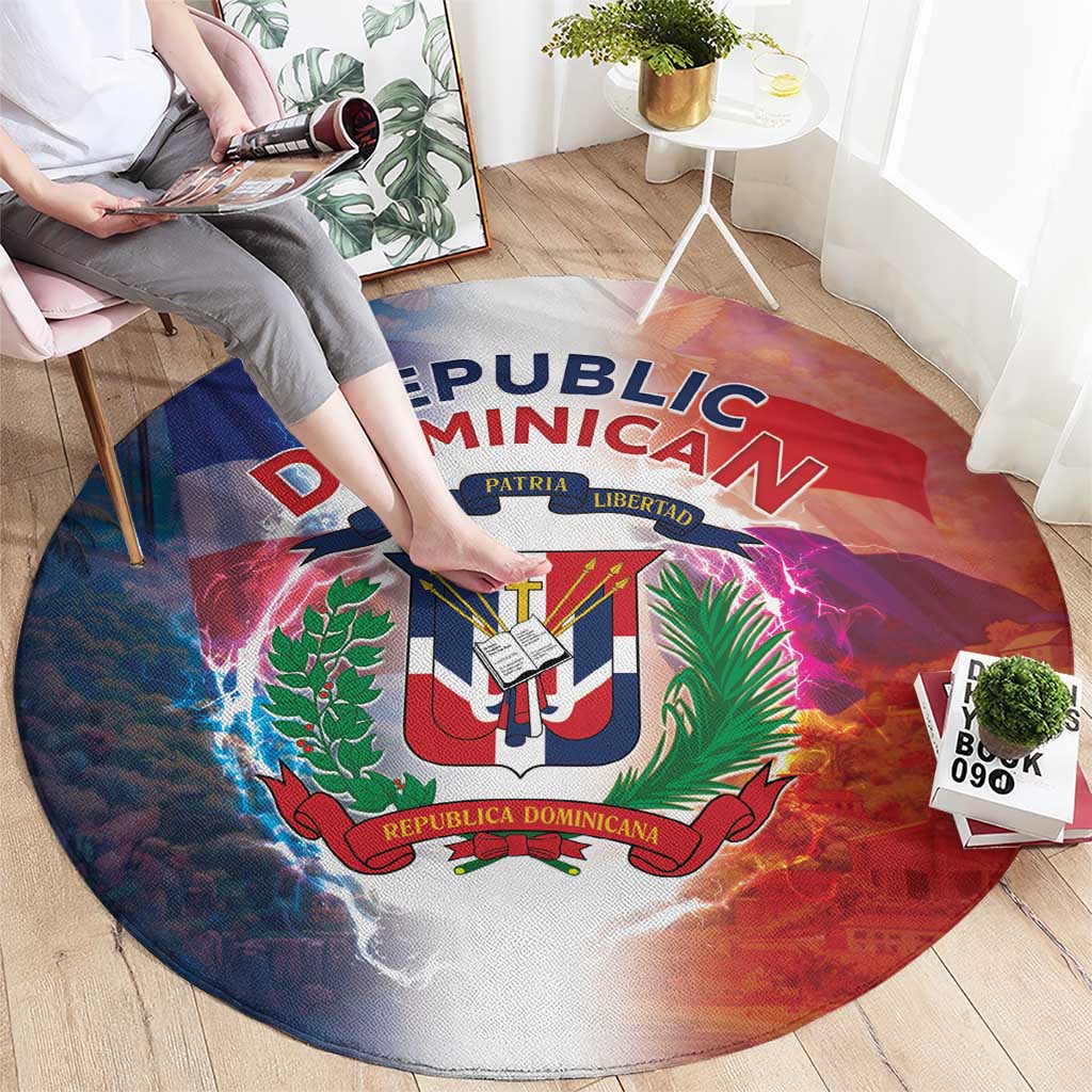 Dominican Republic Round Carpet Happy Independence Day