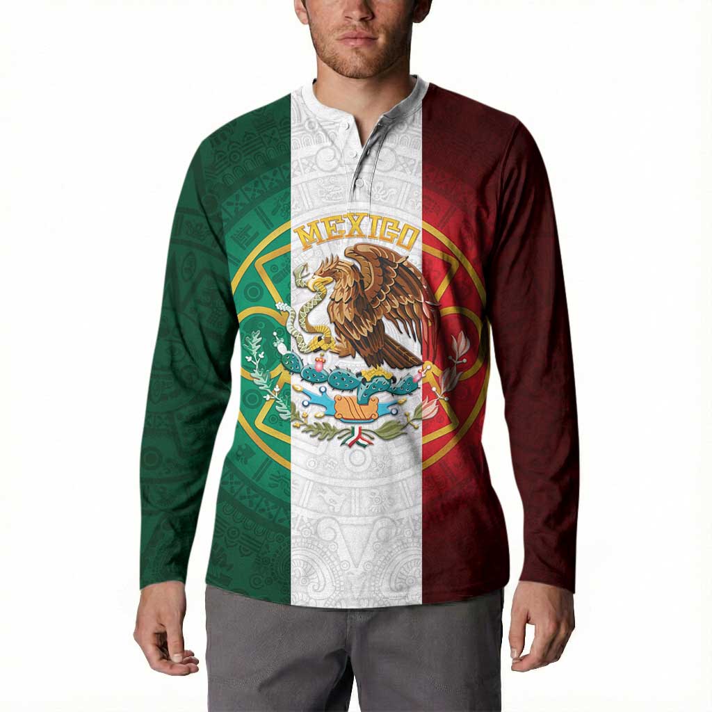 Mexico Aztec Button Sweatshirt Flag Style