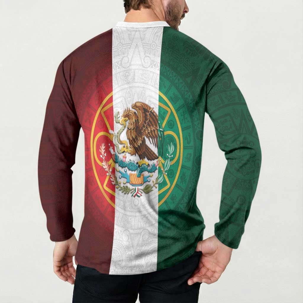 Mexico Aztec Button Sweatshirt Flag Style
