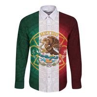 Mexico Aztec Long Sleeve Button Shirt Flag Style