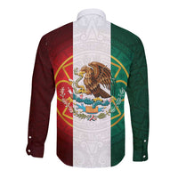 Mexico Aztec Long Sleeve Button Shirt Flag Style
