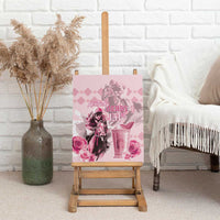 Pink horse-racing canvas wall art on wooden easel, jockey and roses, “Kentucky Derby 151st.”